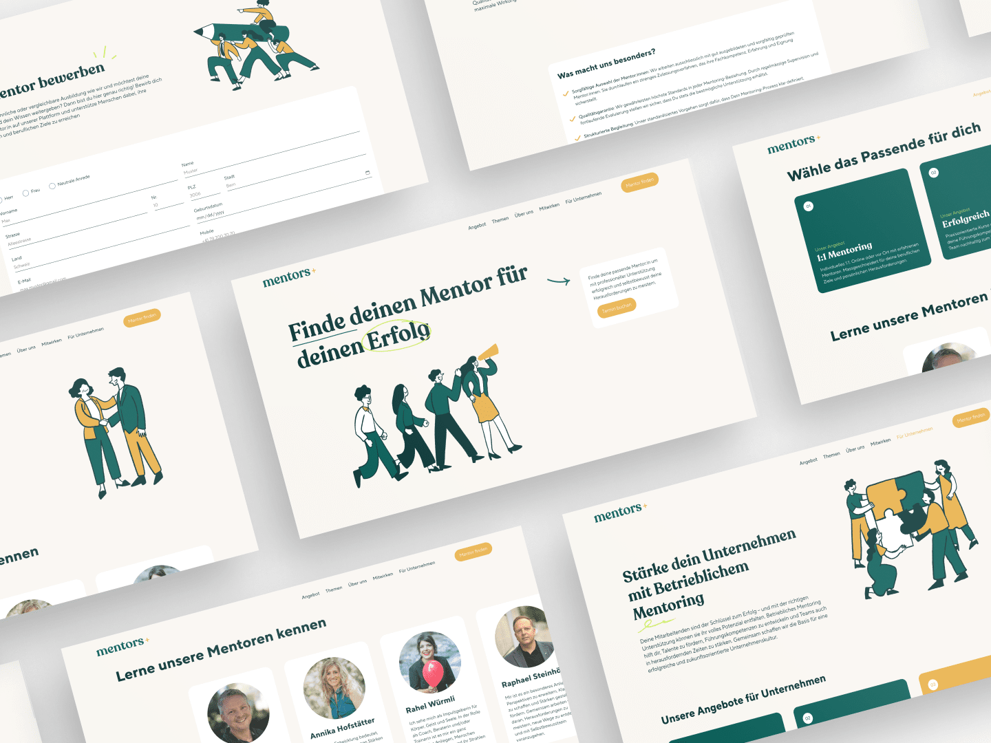 Bildcollage der neuen Mentors.plus-Website auf verschiedenen Geräten